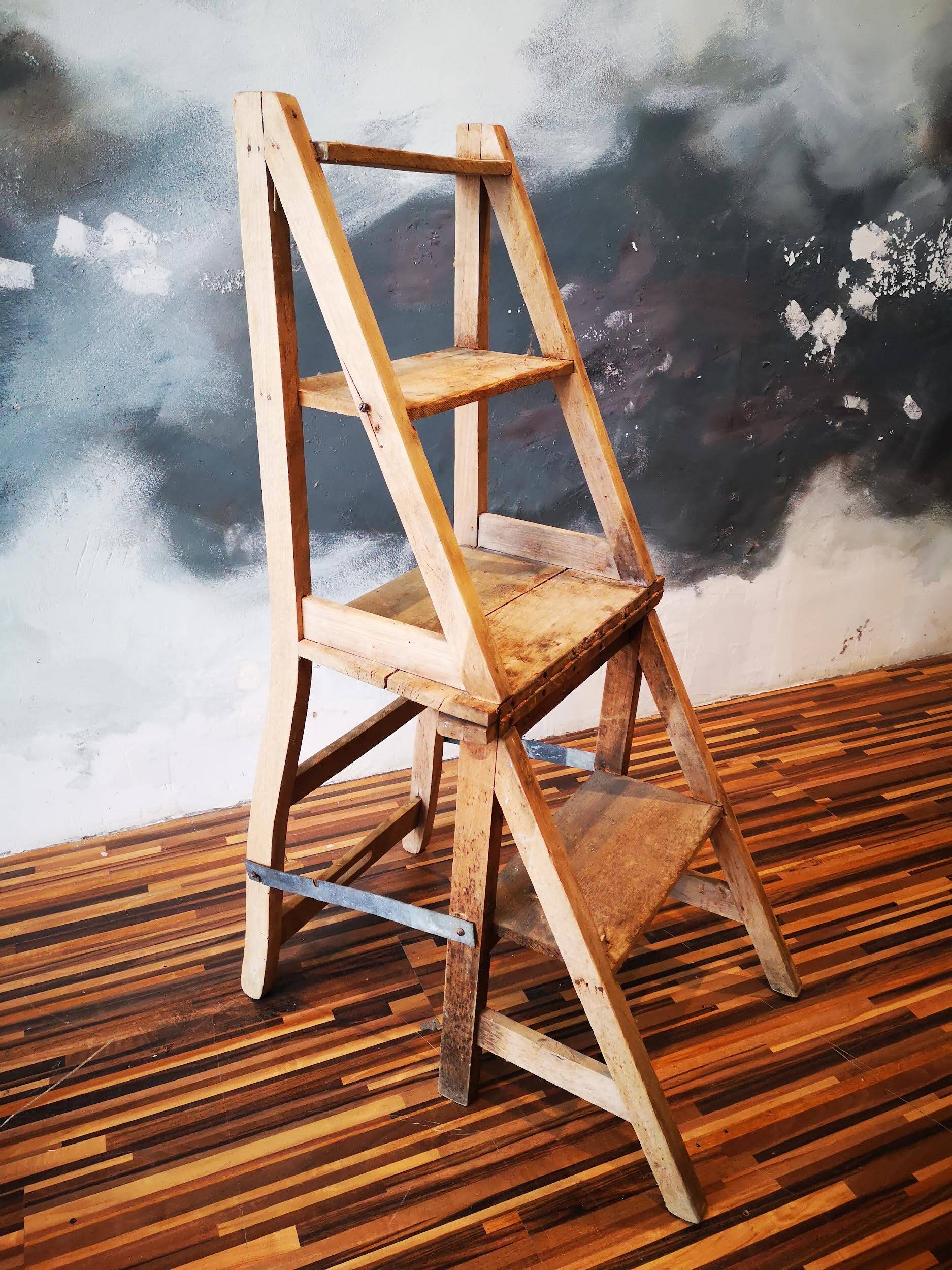 Convertible antique step stool chair
