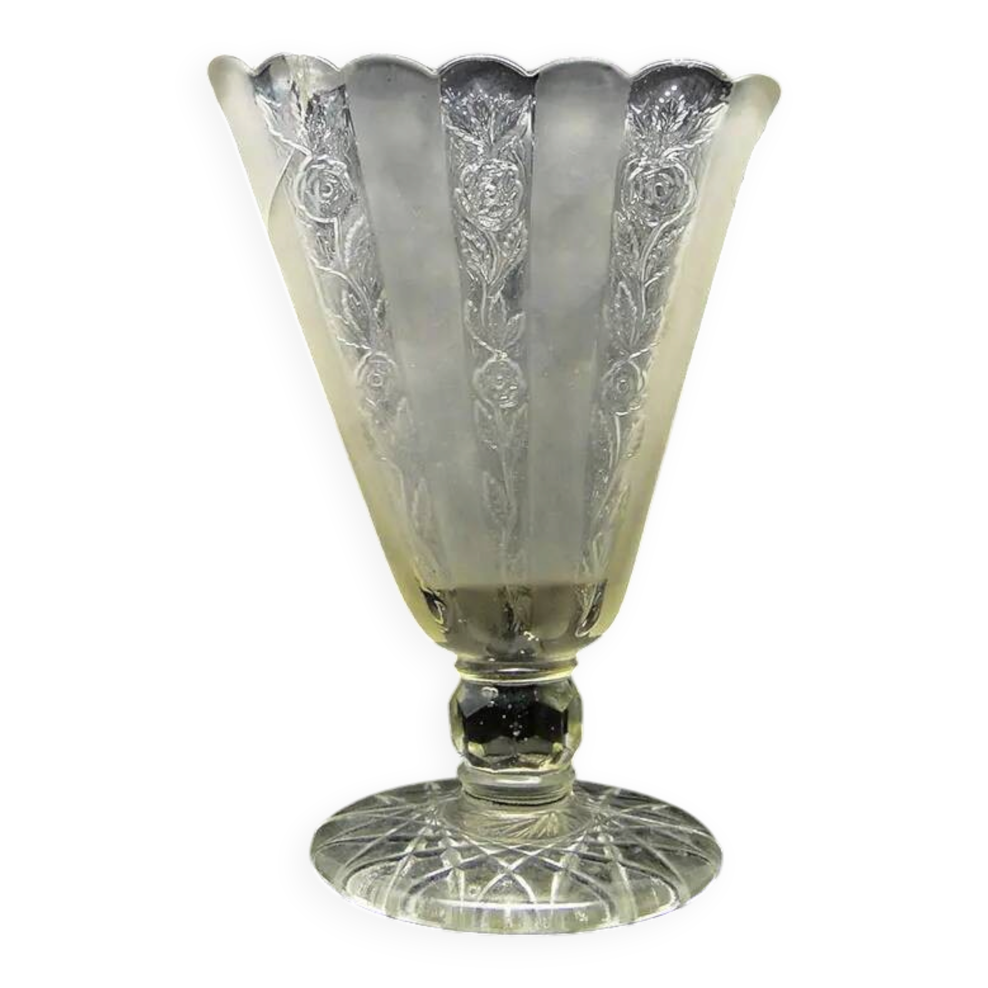 Art deco vase, pressed glass, bolesław morawski glassworks, poland, 1950s