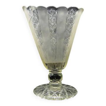 Art deco vase, pressed glass, bolesław morawski glassworks, poland, 1950s