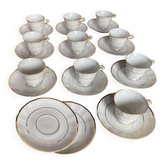 Tasses et soucoupes à Café en Porcelaine de Limoges - Bernardaud B&C service Malmaison (1924)