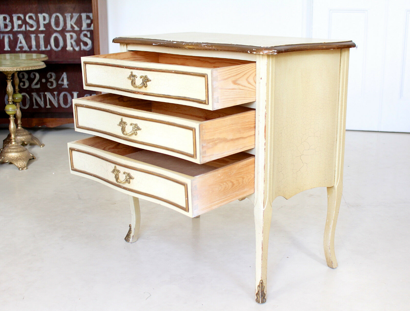 Golden cream antique French vintage Dresser