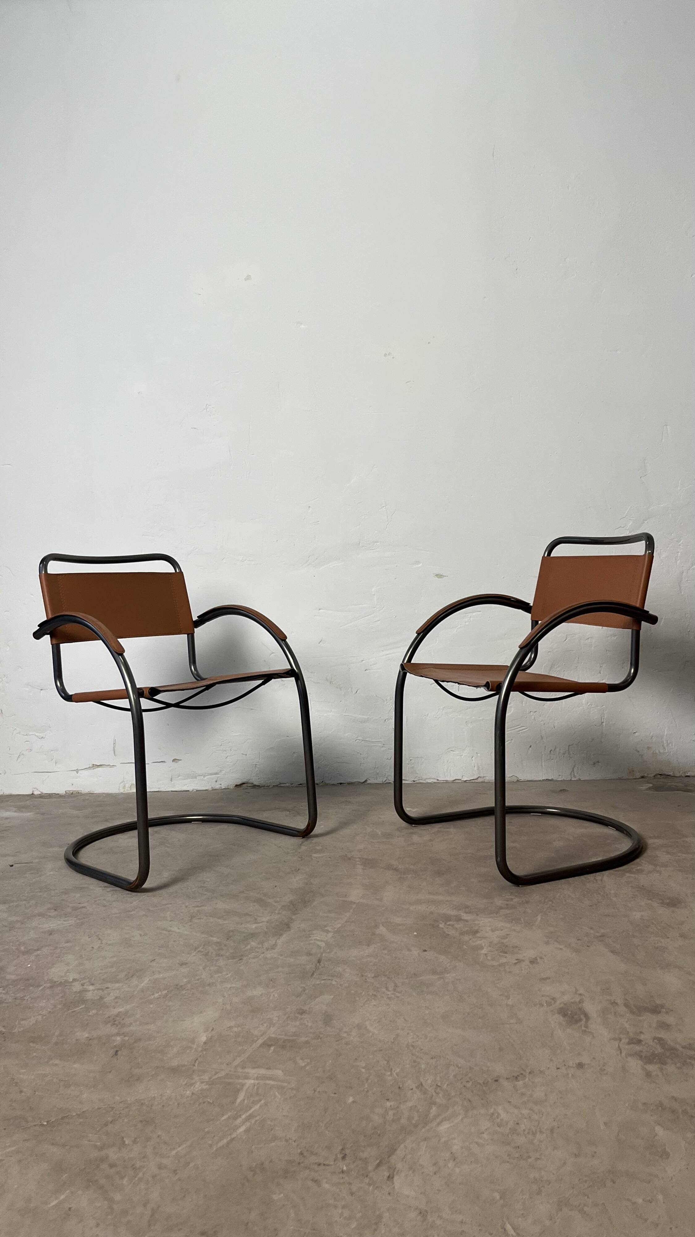 Pair of Effezeta camel cantilever armchairs, Made in Italy, 1970