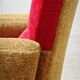 Red and mustard yellow fabric armchair in 1970s style