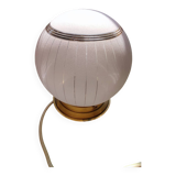 Plafonnier boule en verre rose granité