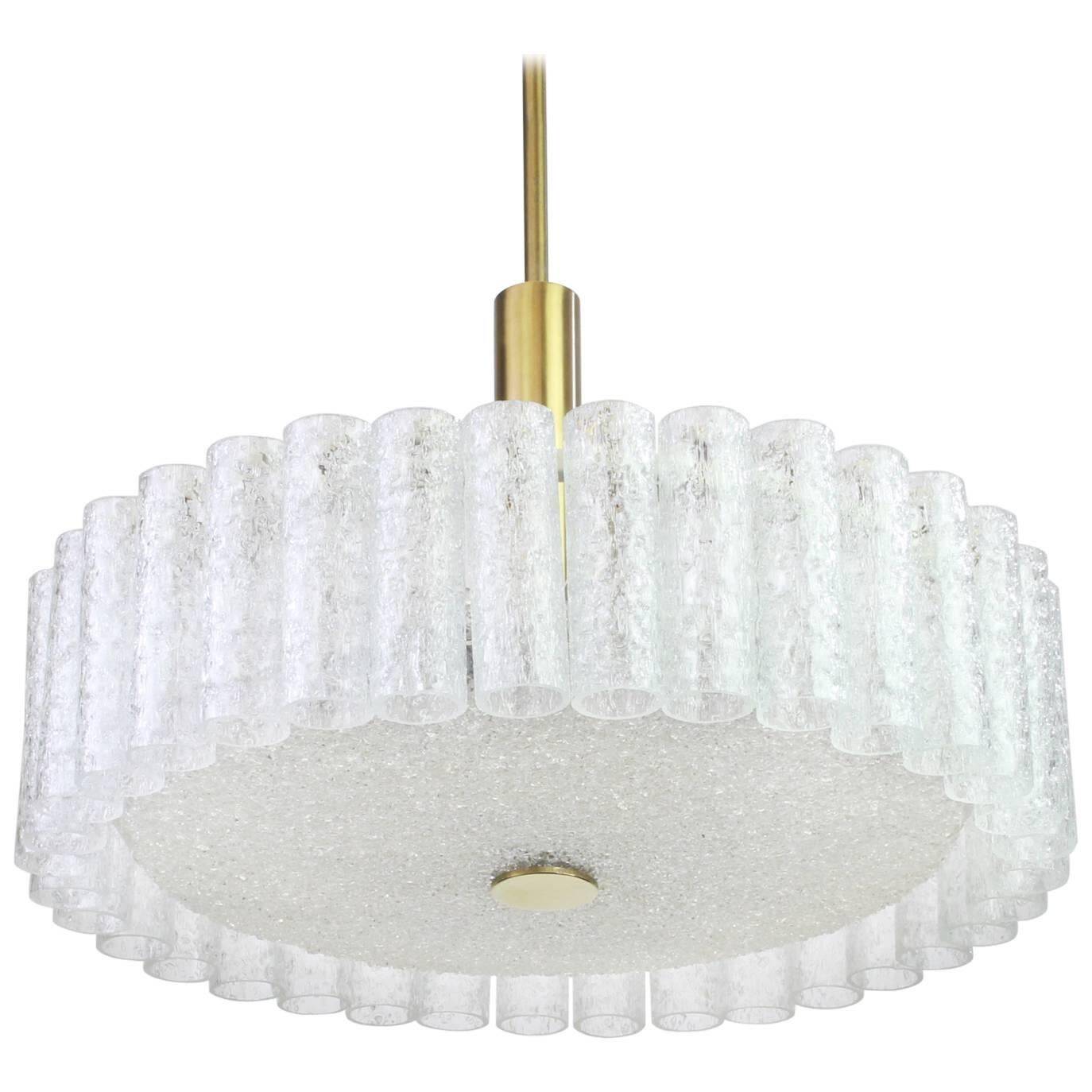 Large frosted glass chandelier tubes from Murano by Doria, Germany, 1970s.