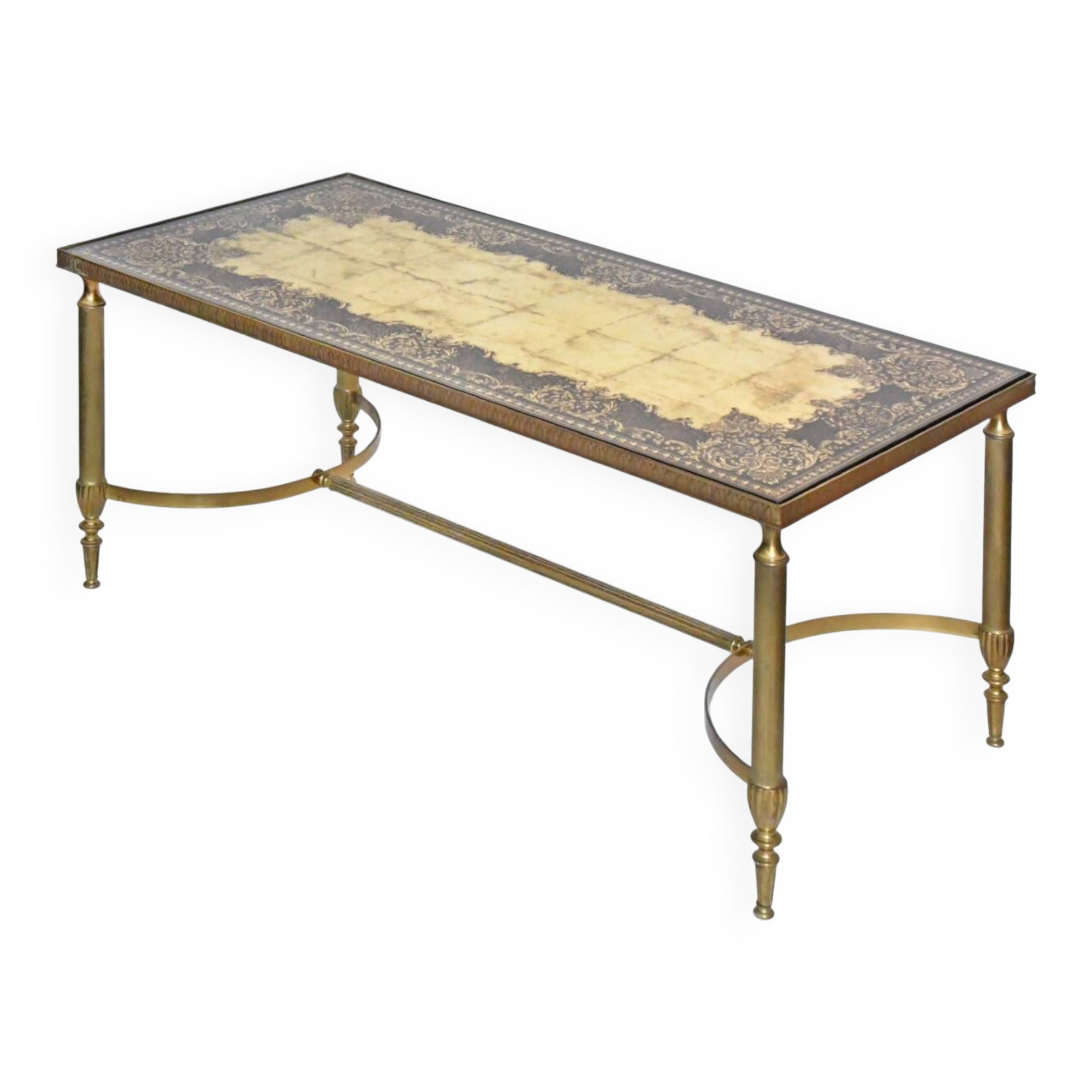 Coffee table in gilded brass