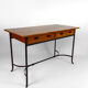 Bureau moderniste en merisier et fer forgé, circa 1980