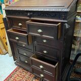 Pupitre meuble écritoire à tiroirs ancien