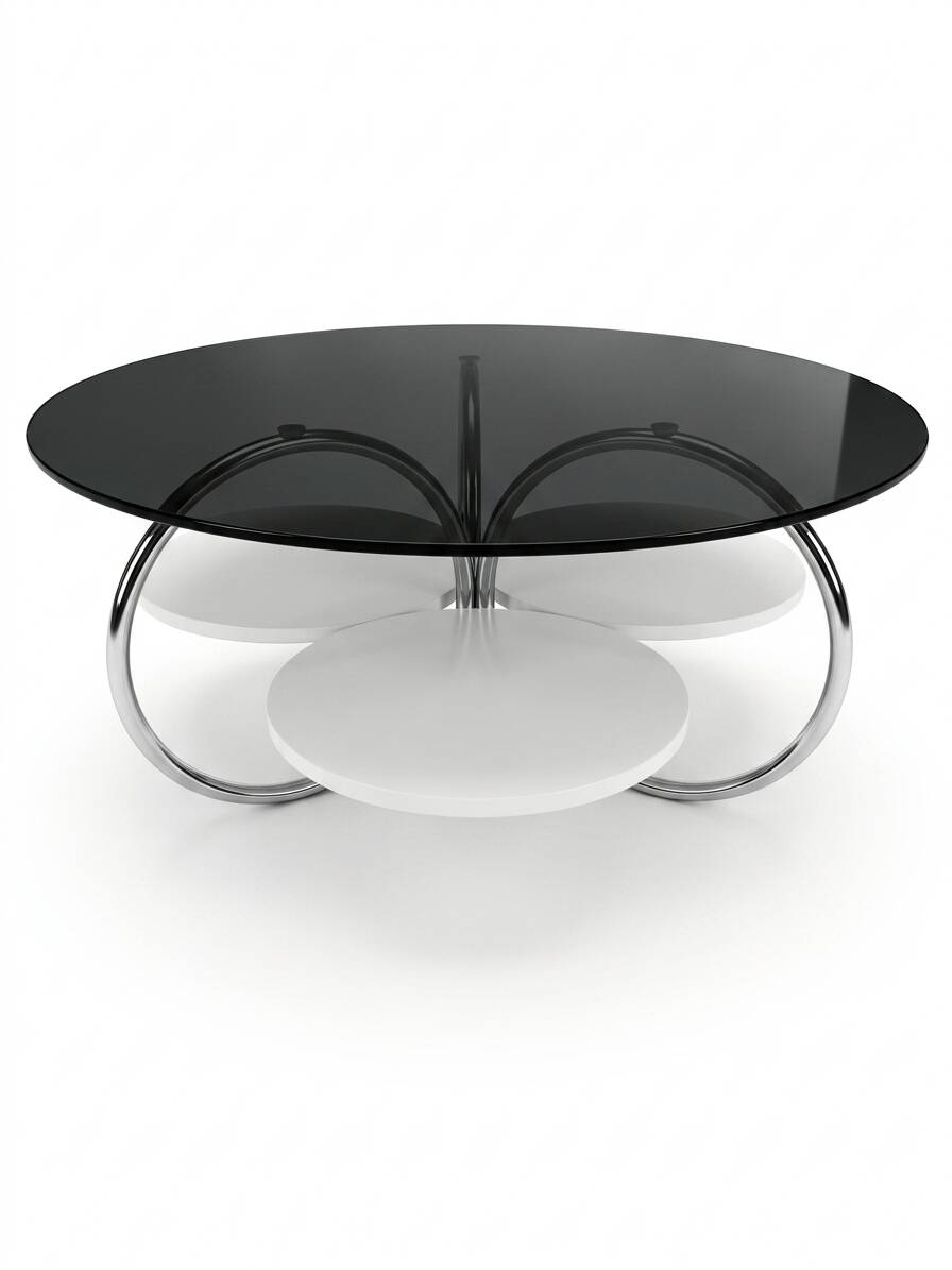 Table basse en verre fumé pied chromé des années 70