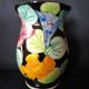 Vallauris glazed ceramic vase with incised flower decoration