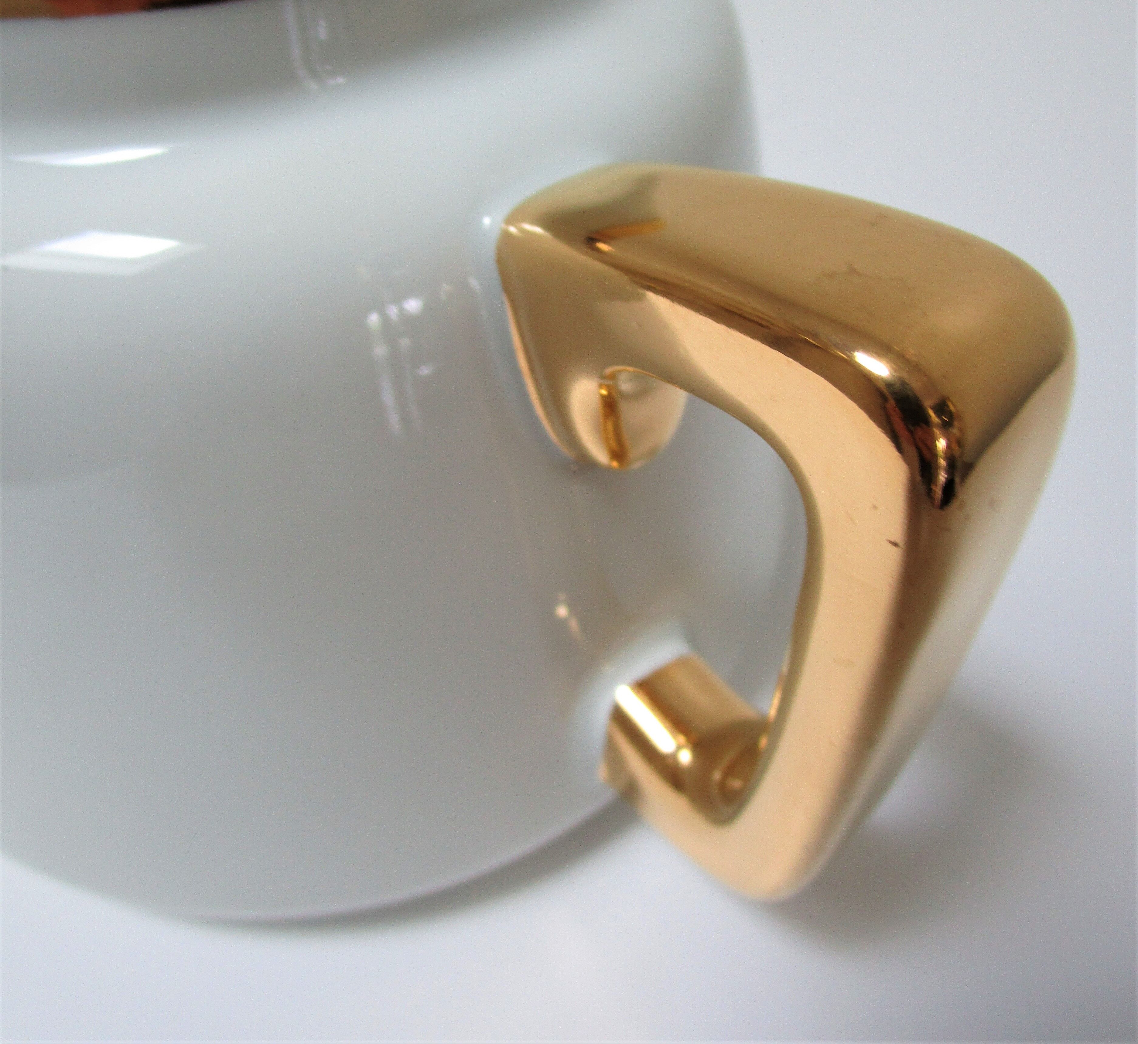 Teapot porcelain white and gold aluminite frugier limoges vintage