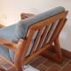 Scandinavian armchair teak Komfor blue-grey fabric 60's sled base