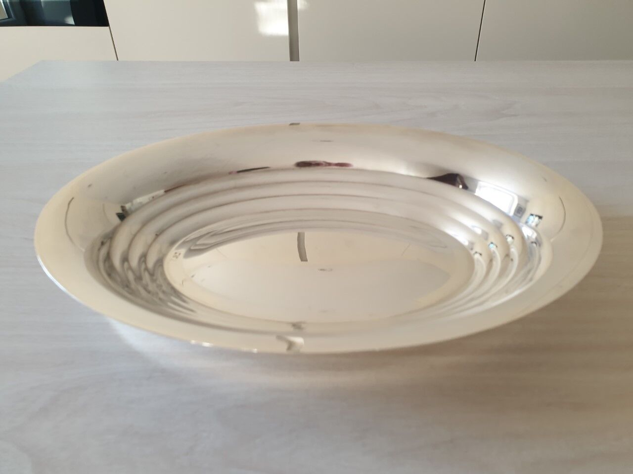 Silver metal vegetable dish