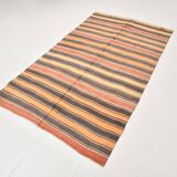 4x7 Pale Orange Kilim Rug, Rugged Rug, Antique Bohemian Style, 128x215Cm