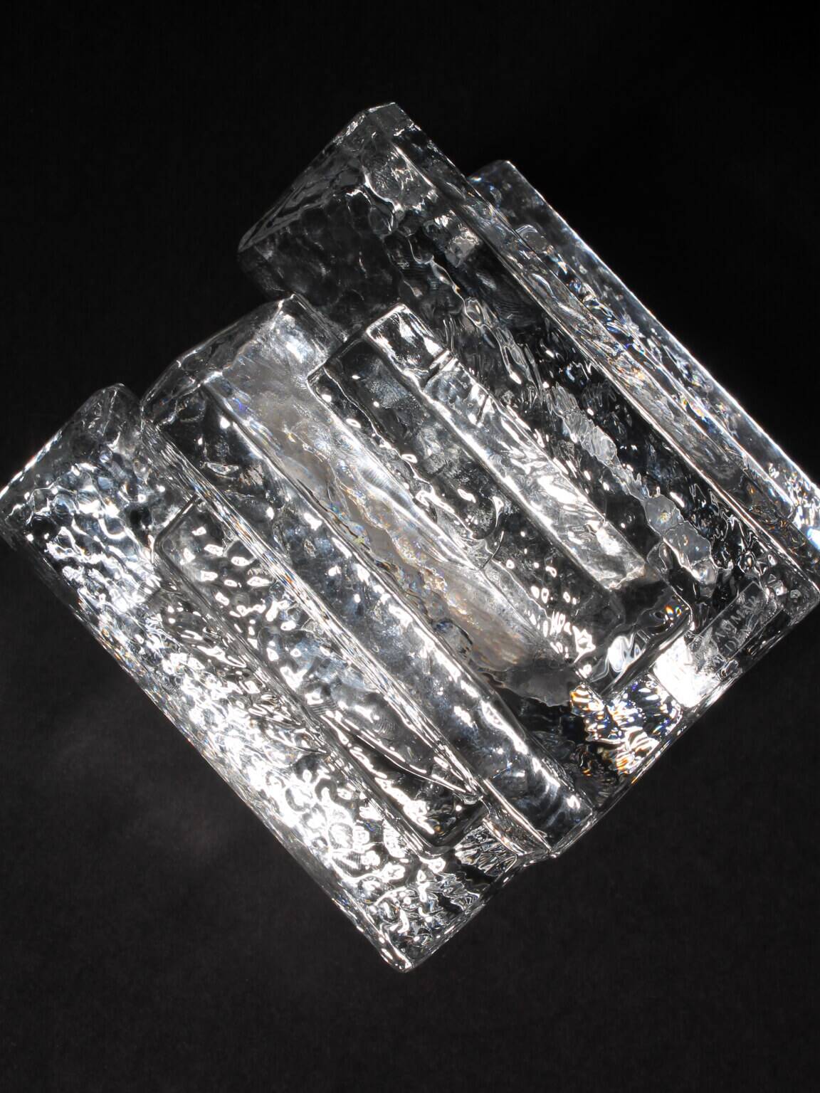 Brutalist Swedish Crystal Glass Candle Holder