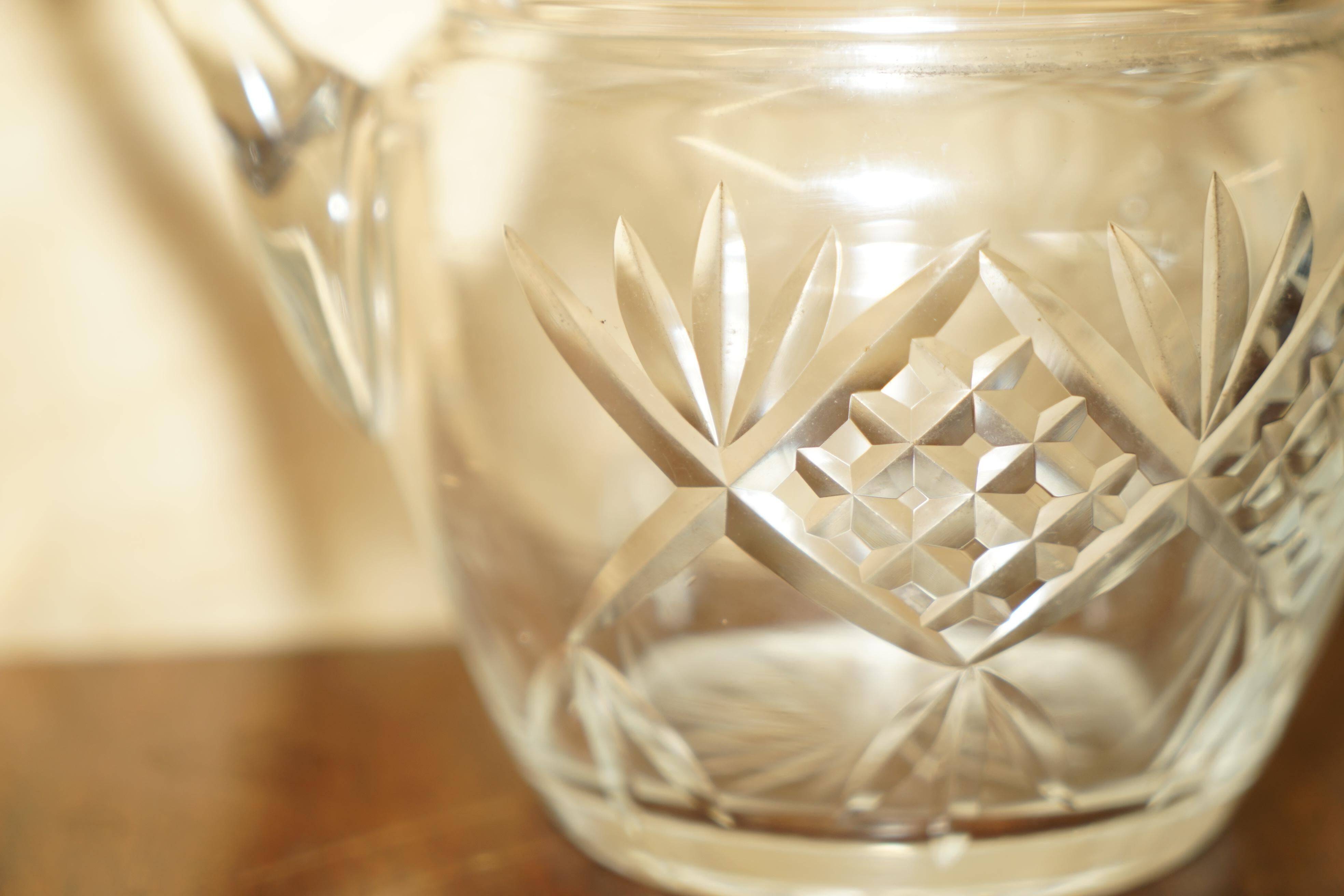 Vintage pair of cut glass Art Deco decanters circa 1930.