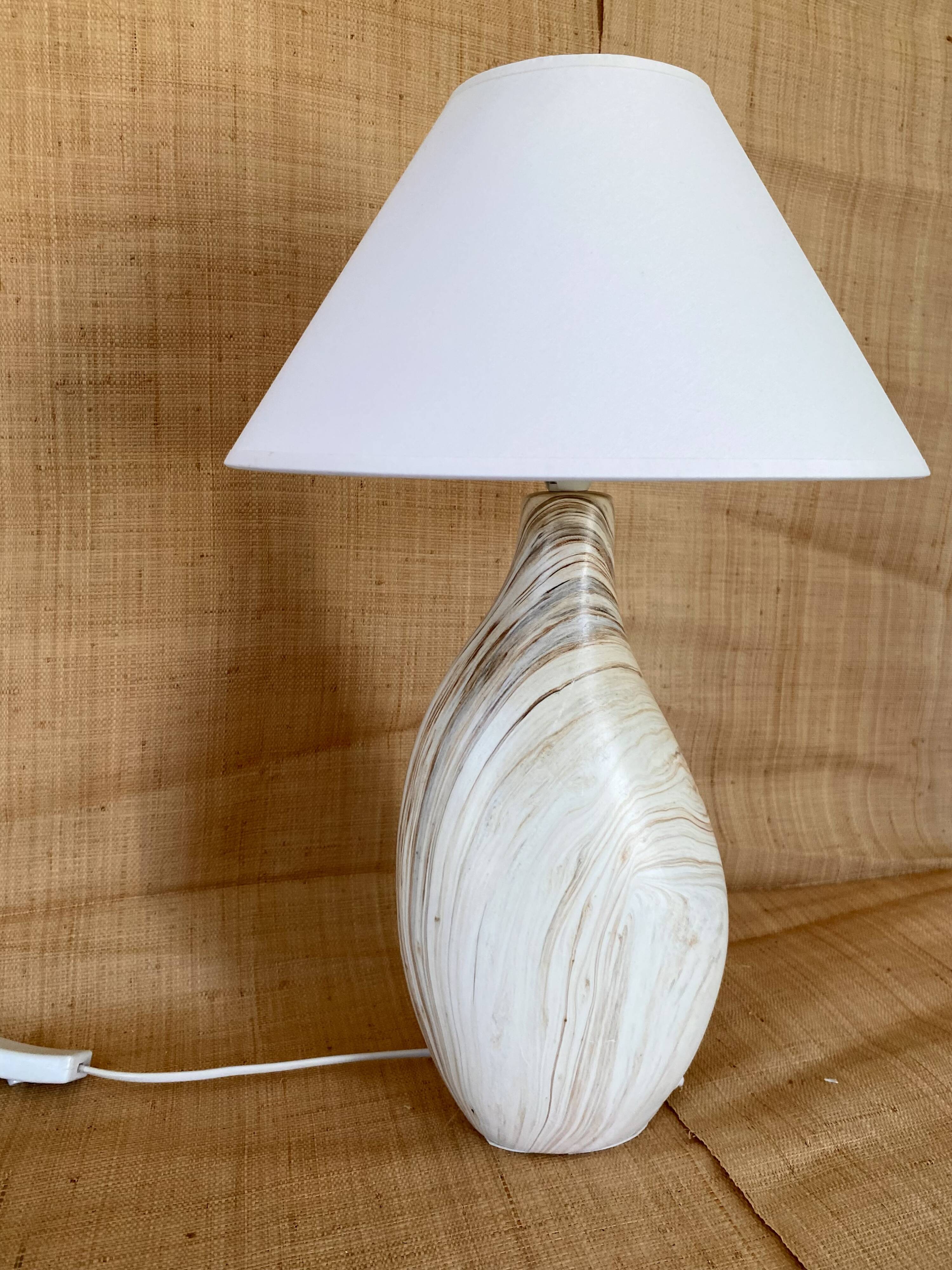 Ceramic lamp, 2M fabric cable, cotton shade