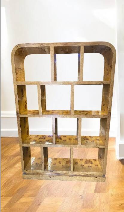 Bibliothèque Art déco en loupe d’orme & bois de hêtre fabrication artisanal