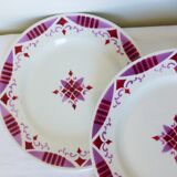 4 flat ironstone plates from Moulin des Loups and Hamage, Madeleine model