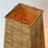 Table lamp in metal and raffia, 50s design