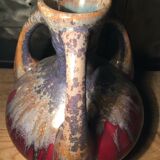 Vase in flamed sandstone with 3 handles Gustave de Bruyn earthenware Fives 1930