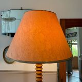 Lampadaire vintage Art déco en bois tourné