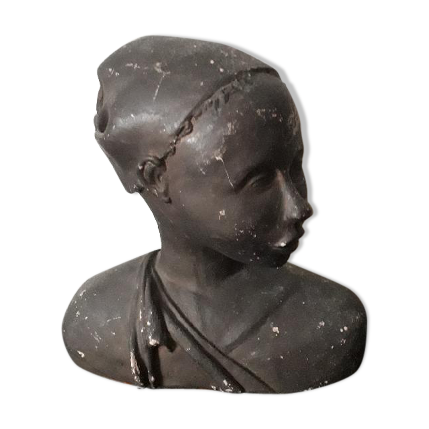 Bust girl plaster blackened XIX