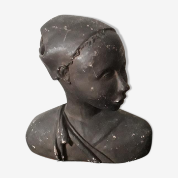 Bust girl plaster blackened XIX