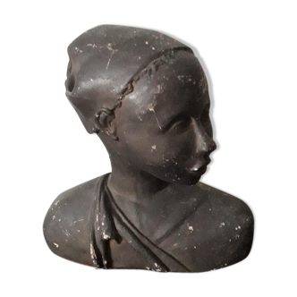Bust girl plaster blackened XIX