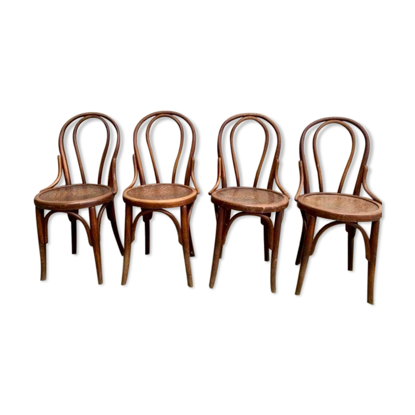 4 bistro chairs in curved wood N° 18 of the 1920s 1930s wooden seat
