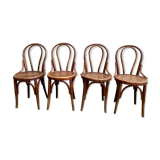 4 bistro chairs in curved wood N° 18 of the 1920s 1930s wooden seat