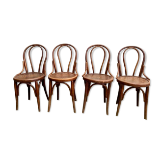 4 chaises bistrot en bois courbé N° 18 des années 1920 1930 assise en bois
