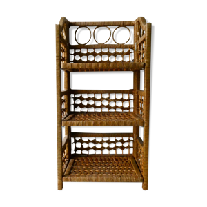 Etagère pliante en bois et raphia