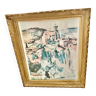 Reproduction de la toile de Cézanne peignant Gardanne + cadre ancien