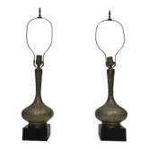Pair Of Brass Oriental Style Table Lamps Mid Century 1960s Hollywood