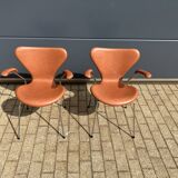 10x Fritz Hansen series 7 Vlinderstoelen in Cognac leather NIEUW!!