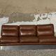 Three-seater canapé in brushed aluminium and brown leather, France, 1970.