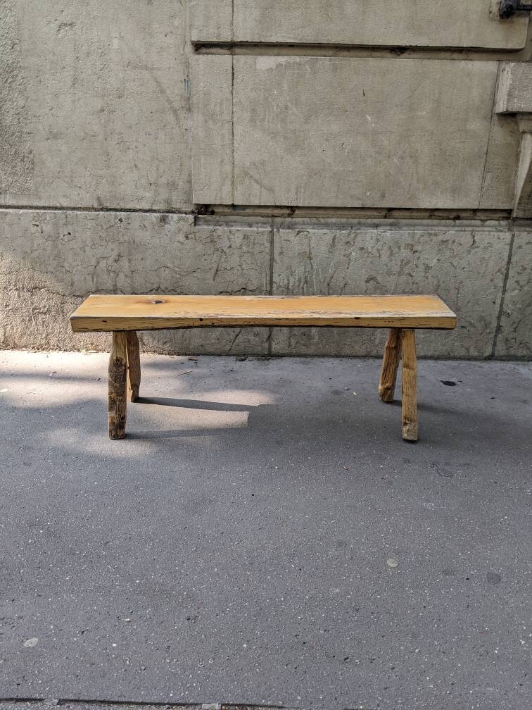 Handcrafted bench wabi-sabi japandi country decoration slow Japanese design