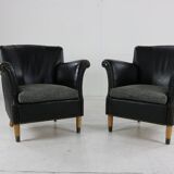 Set of two Danish design leather club chairs
