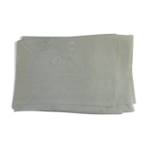 Drap ancien en lin brodé