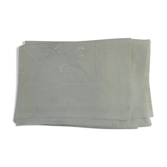 Old linen drapery embroidered