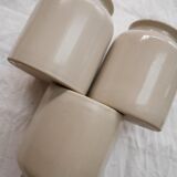 Set of 3 beige mustard jars