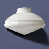Art Deco saucer globe in white opaline