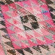 Tapis Couloir Rose à Médaillons, Tapis Turc Vintage, 86x364 Cm
