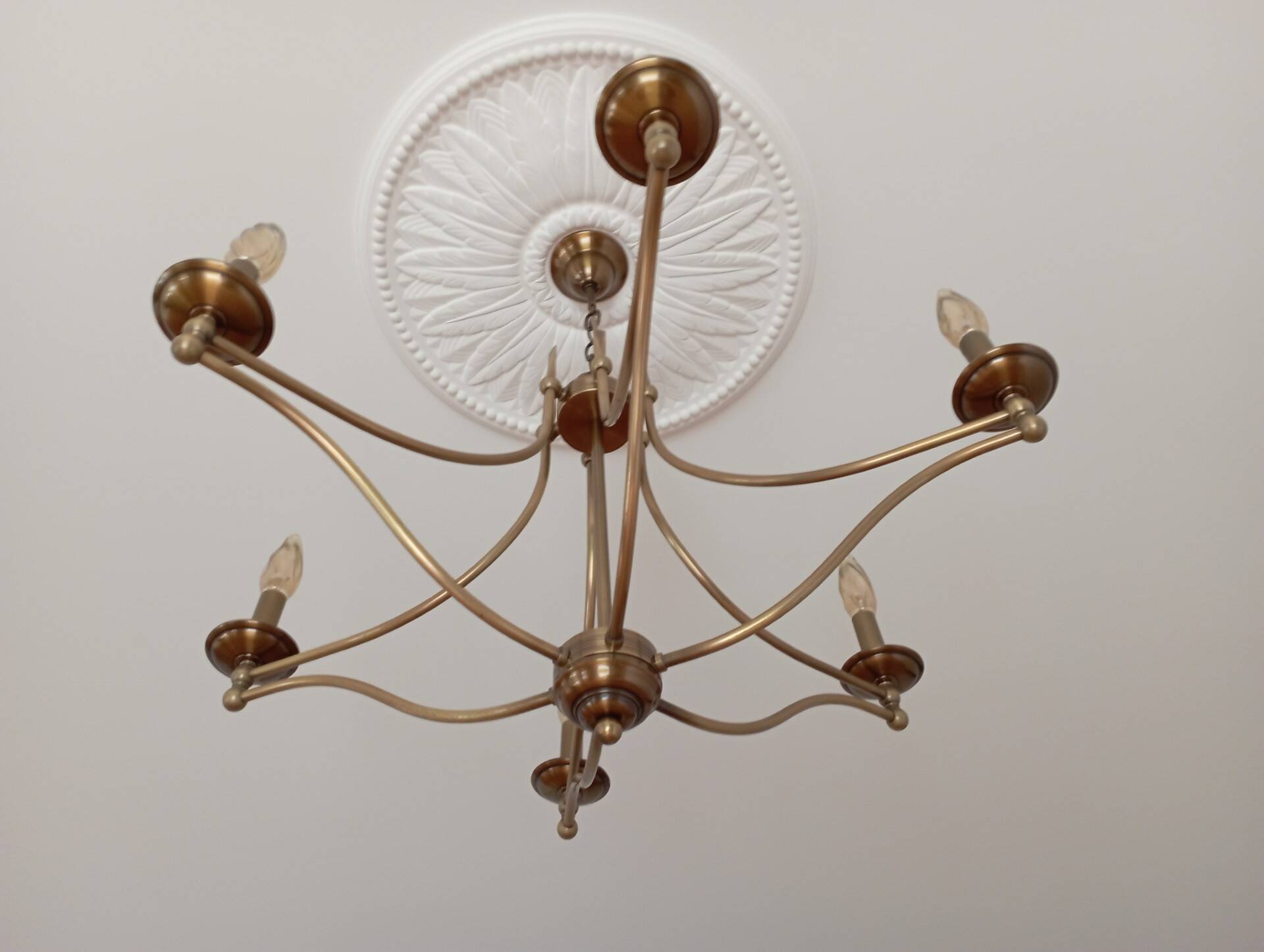 6-branched brass chandelier