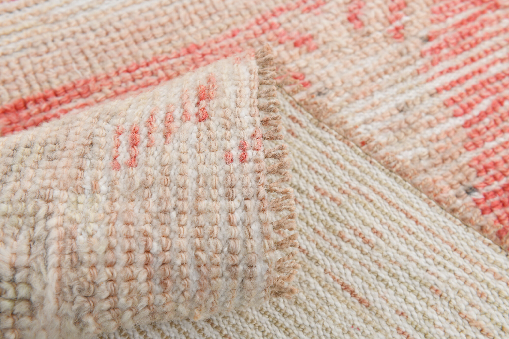3x12 Red Beige Turkish Vintage Runner Rug,92x371Cm