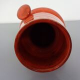 Italian orange ceramic studio vase with handle, 1970s
