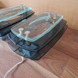 Pair of smoked glass wall lights - Veca editions, Fontana Arte - Design 1970
