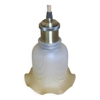 Opaline glass and brass pendant light – soft light and retro charm