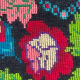 Romanian wool vintage carpet floral design and brown leaves